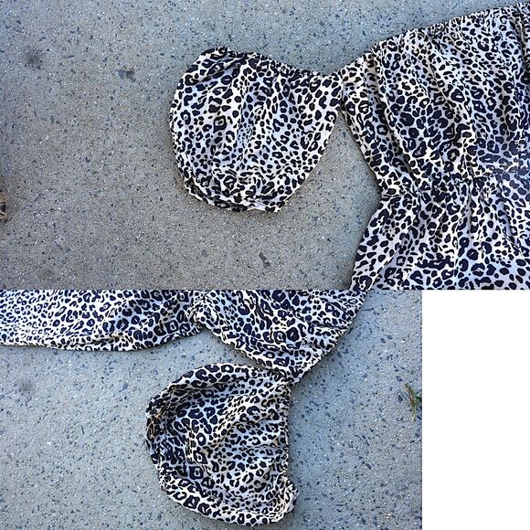 PrettyLittleThing Leopard Off Shoulder Maxi Dress w/ Thigh Slit | Size 12 - Picture 8 of 16